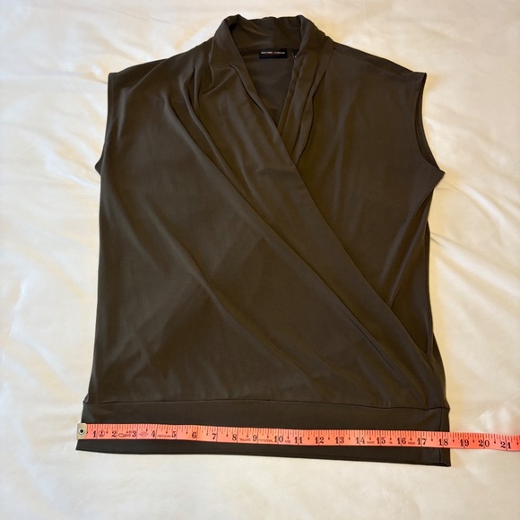 New York & Company Womens Blouse Sleeveless Crossover Faux Wrap Brown Large - Picture 5 of 7